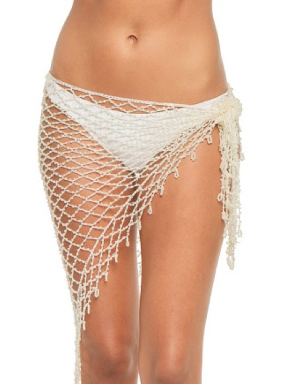 Beach Bunny Cream Crochet Net Sarong Swim Coverup